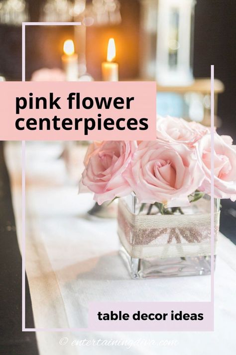 5 Simple But Elegant Pink Flower Centerpieces (That Are Low Enough To See Over) | Table Settings Bridal Shower Vases Centerpieces, Small Pink Floral Arrangements, Pink And Gold Centerpieces Wedding, Girl Baby Shower Flower Centerpieces, Cheap Easy Centerpieces Wedding, Centerpiece For Baby Shower Girl, Gold And Pink Centerpieces, Pink Centerpieces For Party, Pink Bridal Shower Table Decor