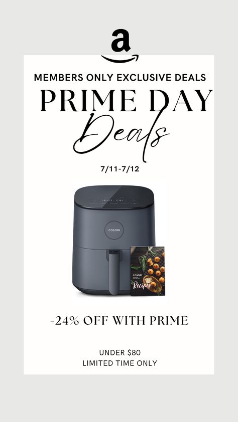 COSORI Air Fryer Pro LE 5-Qt under $80. Cosori Air Fryer, Compact Dishwasher, Prime Deals, Quick And Easy Meals, Amazon Prime Day Deals, Prime Day Deals, Amazon Prime Day, Prime Day, Cooking Essentials