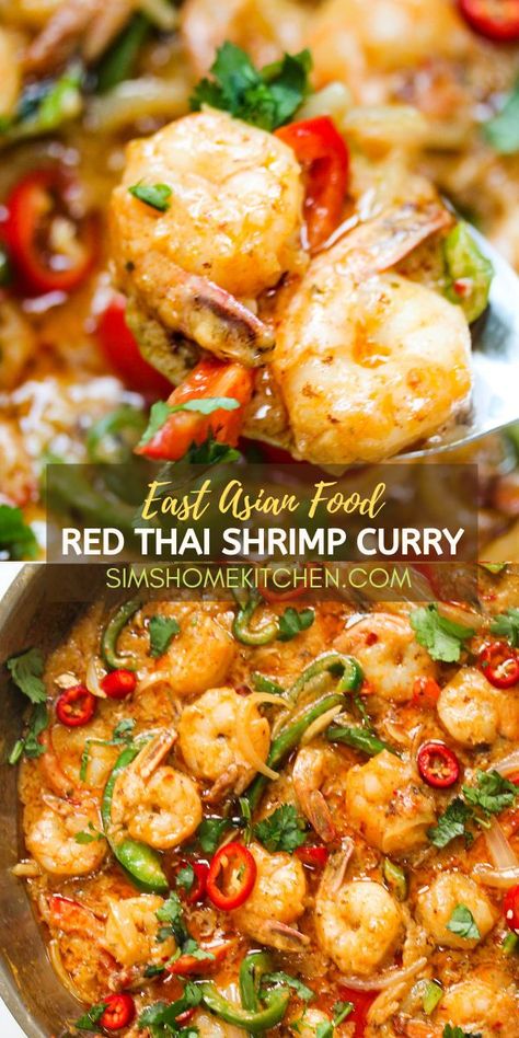 Red Thai Shrimp Curry Shrimp Coconut Curry, Thai Shrimp Curry, Sims Home, Shrimp Coconut, Prawn Dishes, Shrimp Curry, Thai Shrimp, Red Thai, Prawn Curry