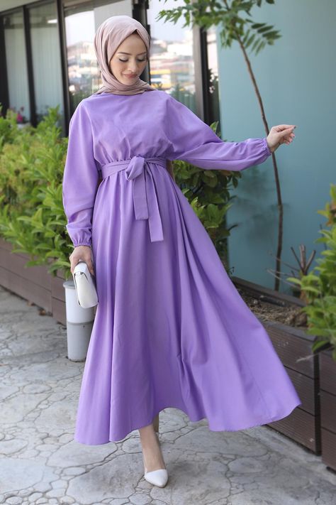 Lavender Dress Outfit, Purple Dress Outfits, Bandana Cap, Outfit Muslim, Lavender Outfit, Muslimah Outfit, Simple Hijab, Chiffon Hijab, Muslimah Dress