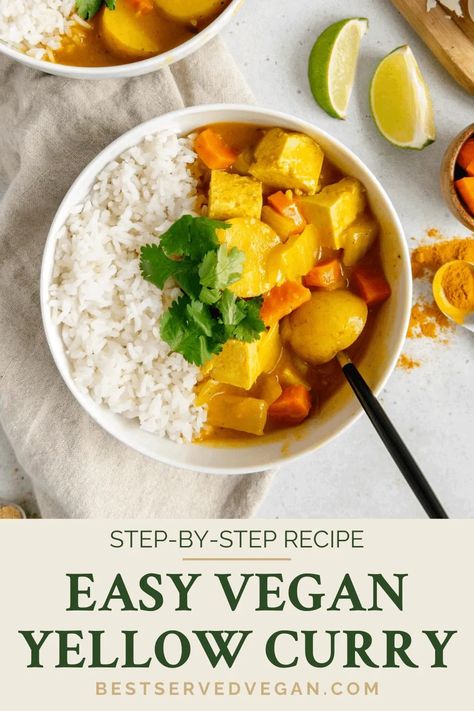 Vegetarian Yellow Curry, Vegan Yellow Curry, Crock Pot Curry, Curry With Potatoes, Yellow Curry Recipe, Thai Vegan, Thai Curry Recipes, Cilantro Recipes, Vegan Curry Recipes