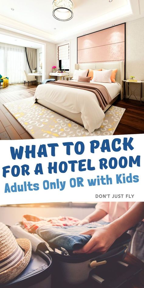 Heading out on a trip and staying at a hotel? Not sure what to bring along? Check out this excellent list of what to pack for a hotel stay whether you're going alone or with the kids. Essential items that will make your hotel visit much more comfortable for your stay. Staycation Packing List, Hotel Room Hacks, Packing List Kids, Family Packing List, Baby Packing List, Hotel Staycation, Beach Vacation Packing, Hotel Hacks, Stay Alone