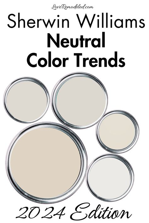 If you're wondering what neutral paint colors are on trend for 2024, check out these top paint color picks! The Best Neutral Paint Colors, Cool Neutral Wall Color, Whole House Interior Paint Color Scheme Sherwin Williams, Kitchen Paint Colors Neutral, Sw Kestrel White Walls, Design 2024 Interior, Sw Dovetail Coordinating Colors, Neutral Paint Colors For Home, Modern Interior Wall Colors