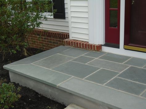 Steps : Bucks County Landscape Design PA: Leydon Landscaping Bluestone Entryway, Garden Privacy Fence, Bluestone Steps, Bluestone Walkway, Concrete Patio Ideas, Brick Porch, Cottage Remodel, Bucks County Pennsylvania, Patio Floor