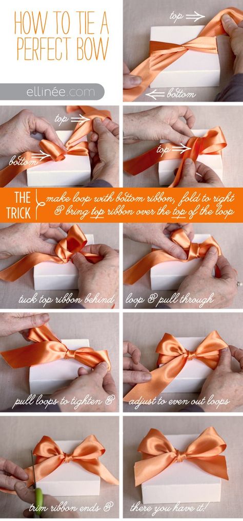 How to tie a bow Tie A Bow With Ribbon, Bow With Ribbon, Penanda Buku, Perfect Bow, Christmas Gift Wrapping, How To Make Bows, Ribbon Bows, Sewing Tutorials, Craft Gifts