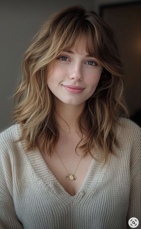 Messy Bangs Medium Hair, Off Center Part, Effortless Lifestyle, Bangs With Medium Hair, Haircuts For Medium Hair, Haircuts With Bangs, Shoulder Length Hair, Elegant Hairstyles, Medium Length Hair Cuts