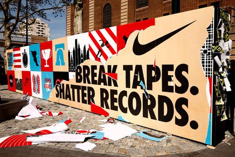 "Nike mural" in Advertising Penn Relays, Print Design Inspiration, Hoarding Design, Sketch Wall, Sports Wall, Sports Graphics, Environmental Design, Environmental Graphics, Wall Graphics