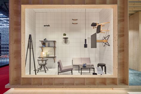 Artek - Artek at Salone del Mobile 2018 Booth Display Design, Interior Ikea, Ikea Interior, Milan Furniture, Interior Design Plan, Showroom Display, Billboard Design, Showroom Interior Design, Exhibition Booth Design