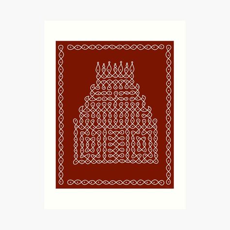 Get my art printed on awesome products. Support me at Redbubble #RBandME: https://www.redbubble.com/i/art-print/Gopuram-Kolam-Muggu-by-HariniArts/98961079.1G4ZT?asc=u Gopuram Kolam, Kolam Art, Kolam Design, Kolam Designs, Pooja Rooms, Large Prints, Cotton Paper, Top Artists, Custom Sizing