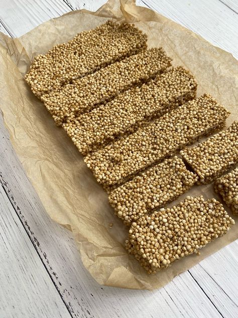 Snack Recipe: Quinoa Puff Bars Puffed Grains Recipes, How To Puff Quinoa, Puffed Quinoa Recipes, Quinoa Puffs, Puff Bars, Sweet Slices, Quinoa Bars, Recipe Quinoa, Nutritious Lunch