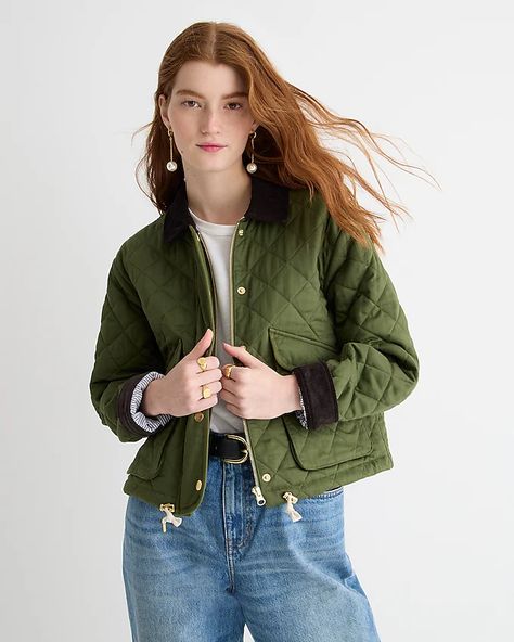 J.Crew: Limited-edition New Cropped Quilted Barn Jacket™ For Women Barn Jacket, Stylish Jackets, Barn Quilts, Spring Jackets, Women's Coats & Jackets, Quilted Jacket, Jacket Style, Capsule Wardrobe, New Color