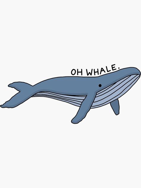 "'Oh Whale.' Whale Illustration 1" Sticker by bloemsgallery | Redbubble Whale Drawing Aesthetic, Whales Drawing, Cute Whale Drawing, Cute Whale, Whale Doodle, Whale Illustration Art, Blue Whale Drawing, Whale Illustration Cute, Whale Design Illustration