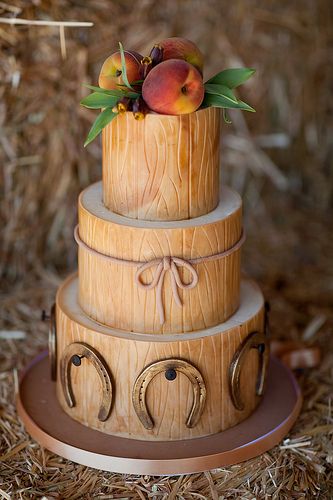 Country Wedding. I'm sure this is out of my price range, and may stick with cupcake ideas. But leave it up to Pinterest to post my ideal cake. Maybe apples on top for Fall? Horse Cakes, Cake Rustic, Bride Rings, Fruit Wedding, Country Wedding Cakes, Cake Wrecks, Horse Wedding, Horse Cake, Shoes Bride