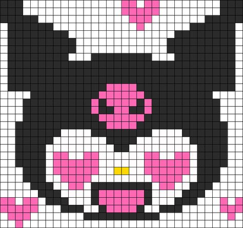 Kuromi In Love Perler Bead Pattern | Bead Sprites | Characters Fuse Bead Patterns Kuromi In Love, Piskel Art, Easy Pixel Art, Pixel Art Templates, Pixel Drawing, Perler Bead Templates, Diy Perler Bead Crafts, Pixel Crochet, Pix Art