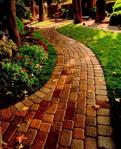 Brick Pathway, Paver Designs, Pavers Backyard, Walkway Landscaping, Patio Pavers Design, Brick Path, Brick Walkway, Paver Walkway, Walkway Ideas