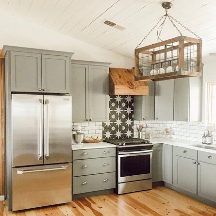 Gray Cabinets, Classic Kitchen, Inspire Me Home Decor, Kitchen Redo, Decor Minimalist, Kitchen Remodel Idea, Kitchen Layout, Floor Tile, Decoration Design