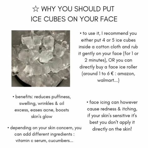 Do u take care of Yourself(💎)? #selfcare @haileybieber @alessyafarrugiaa #icefacial #girlblog #girlythings Face Icing Aesthetic, Icing Face Aesthetic, Skin Ice Cube, Skincare Ice Cubes, Ice For Skincare, Skin Care Ice Cubes, Face Icing Benefits, Icing Face Benefits, Icing Skin