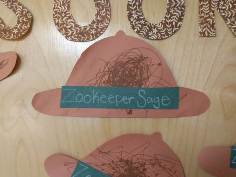 Zookeeper's hat kids crafts for zoo theme. Easy Zoo Crafts For Preschoolers, Toddler Zoo Animal Crafts, Zoo Crafts Preschool Easy, Zoo Crafts For Kindergarten, Zoo Daycare Theme, Zoo Ideas For Preschoolers, Zookeeper Craft, Zoo Lesson Plans For Toddlers, Amazing Animals Theme Toddlers Classroom