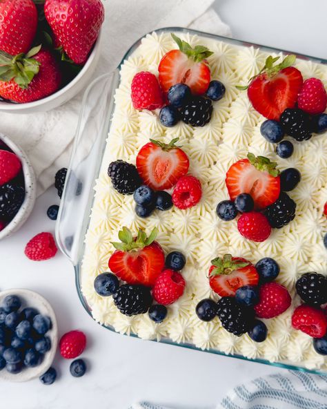 ✨NEW✨ Berry Chantilly Tiramisu Layers of delicate raspberry-soaked ladyfingers, almond-infused mascarpone frosting, and fresh mixed berries. It’s light, creamy, and a sweet summer twist on the classic Italian dessert! 🤍 ✨Recipe is on my website and linked in my profile! #chantilly #berrychantillycake #tiramisu #summerdessert #4thofjulyfood Berry Chantilly Tiramisu, Lemon Raspberry Tiramisu, Berry Tiramisu, Strawberry Summer Cake Smitten Kitchen, Berry Chantilly Cake, Smitten Kitchen Strawberry Summer Cake, Mascarpone Frosting, Italian Dessert, Lady Fingers