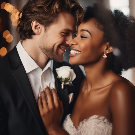 "In the symphony of life, their laughter is the melody that plays on repeat. A bond so genuine, it radiates pure joy. ✨🌹 Here's to the moments that make hearts flutter and souls dance. #LaughterAndLove #GoldenMoments #TogetherForever #JoyfulHearts" Interracial Couple Wedding, High Fae, Racial Couples, Rose Glasses, Couples Art, Biracial Couples, Swirl Couples, Black Woman White Man, Interracial Wedding