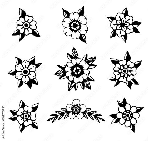 Download Traditional tattoo flowers rose poppy outline SVG vector Stock Vector and explore similar vectors at Adobe Stock. Flower American Traditional Tattoo, Traditional Flower Tattoo Outline, Flower Tattoo Styles, American Traditional Tattoos Rose, Vintage Poppy Tattoo, Poppy Tattoo Traditional, Flower American Traditional, Poppy Tattoo Black, American Traditional Floral Tattoo