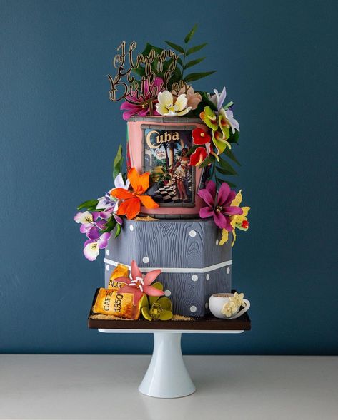 Havana Nights Theme Cake, Cuban Birthday Cake, Havana Night Cake, Havana Nights Cake Ideas, Havana Cake Ideas, Havana Nights Cake, Havana Cake, Tropic Cake, Erica Badu