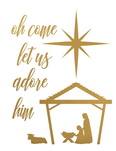 Oh Come Let Us Adore Him Free Christmas Nativity Printable (in 4 colours!) Kitchen Organizing Ideas, Balcony Decor Ideas, Ward Christmas Party, Christmas Scripture, Christmas Thoughts, Merry Christmas Gift Tags, Come Let Us Adore Him, Christmas Program, Cricut Air