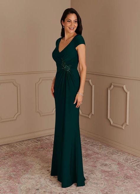 Pine/Dark Green Azazie Marybeth Mother of the Bride Dresses | Azazie Mom Wedding Dress, Dress Mother Of The Bride, Wedding Hair Up, Bride Groom Dress, Mom Wedding, Mom Dress, Groom Dress, Bride Dresses, Mother Of The Bride Dresses