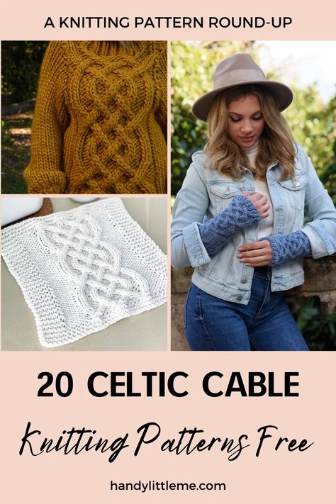 20 Celtic Cable Knitting Patterns (Free) - Handy Little Me Cable Knitting Patterns Free, Knitting Cables, Winter Knitting Patterns, Cable Knit Sweater Pattern, Intermediate Knitting Patterns, Advanced Knitting, Cable Knitting Patterns, Knit Headband Pattern, Dishcloth Knitting Patterns