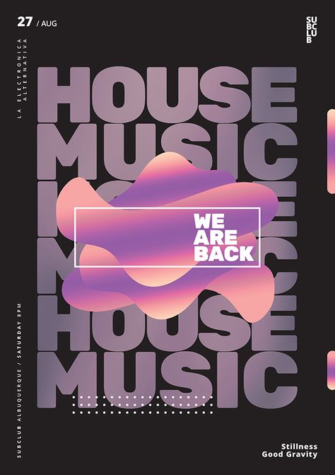 Dj Event Poster Design, We Are Back Poster, Techno Music Poster, House Music Flyer, Party Posters Design, Techno Event Poster, Techno Party Poster, Tech Event Poster, House Music Artwork