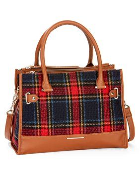 Time & Tru Harper Satchel Plaid Purse, Fall Handbags, Tan Handbags, Shoe Fits, Satchel Purse, Mini Handbags, Satchel Bag, Tartan Plaid, Chain Bags