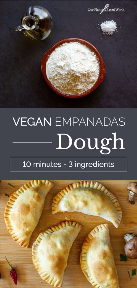 This Vegan Empanadas Dough Recipe is easy to make, with only 3 ingredients and 10 minutes. #Empanadas #Dough #veganempanadas Gluten Free Dairy Free Empanadas, Healthy Empanadas Recipe, Empanadas Recipe Dairy Free, Healthy Empanadas Dough, Vegan Dough Recipe, Empanadas Recipe Vegan, Gf Empanada Dough, Healthy Dough Recipe, Vegan Savory Pastries