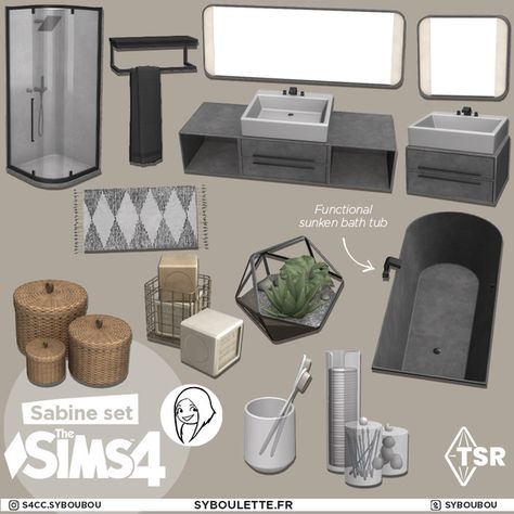 [DOWNLOAD] Sabine set (TSR) | Syboulette on Patreon Sims 4 Syboulette, Sunken Bath, Sims 4 Cc Furniture Living Rooms, Lotes The Sims 4, Sims 4 Kitchen, Die Sims 4, Mod Furniture, Sims 4 Bedroom, Sims 4 Clutter