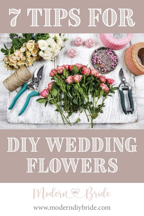 Seven Tips for DIY Wedding Flowers Diy Silk Flower Arrangements Wedding, How To Make Wedding Flower Arrangements, How To Assemble A Wedding Bouquet, Silk Flower Bouquets Diy, Wedding Flower Hacks, Wedding Floral Hacks, How Many Stems Per Bouquet, How To Do Your Own Wedding Flowers, May Wedding Flowers Bridal Bouquets