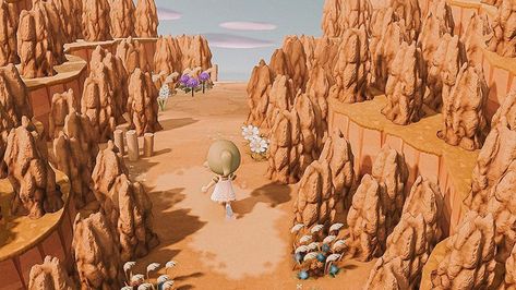 50 Brilliant ACNH Island Design Ideas: The Ultimate Collection – FandomSpot Acnh Western Theme, Animal Crossing Desert, Acnh Star Wars, Acnh Egypt, Acnh Western, Desert Canyon, Animal Crossing Island Inspo, Desert Theme, Ac Ideas