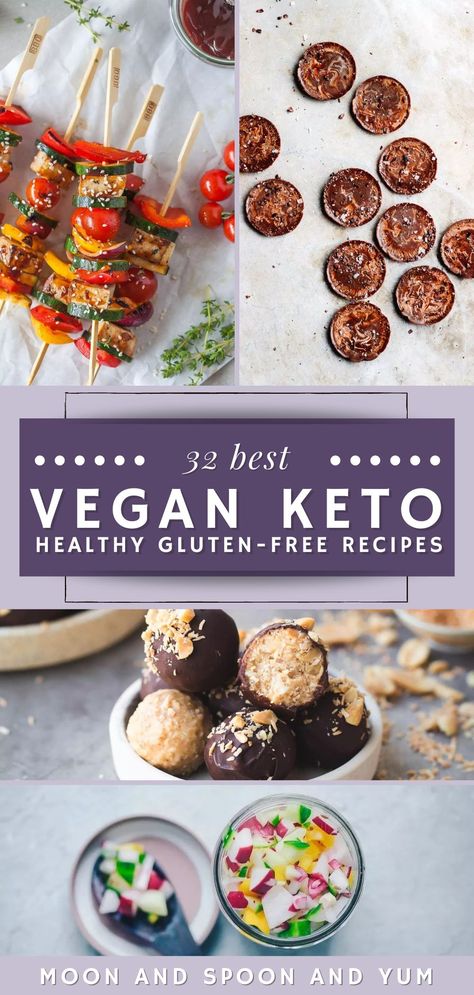 32 Best Vegan Keto Gluten-Free Recipes - If you're looking for a low carb meal plan that fits your vegan diet, you're in luck! Here are 32 of my favorite ketogenic vegan recipes! From breakfast, dessert, snacks, dinner, and more! Best of all, every one is gluten-free. Vegan Keto Snacks, Keto Vegan Dessert Recipes, Vegan Keto Dessert, Low Carb Vegan Snacks, Low Carb Vegan Recipes, Keto Vegan Recipes, Keto Pescatarian, Vegan Lemon Curd, Snacks Dinner