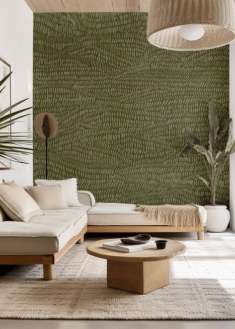 Up The Wall Wallpaper Mural - Olive Wallpaper In Office Interiors, Office Texture Wall, Meditation Room Wallpaper, Deep Blue Interior, Wallpaper For Office Walls Interiors, Wallpaper In Bathroom Statement Wall, Modern Organic Wallpaper, Organic Modern Wallpaper, Biophilic Wallpaper