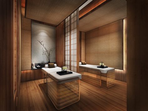 Massage Room Design, Spa Massage Room, Massage Room Decor, Japanese Spa, Home Spa Room, Asian Interior Design, Spa Room Decor, Spa Interior Design, Spa Lighting