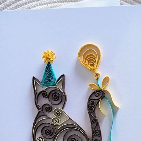 Terilyn / Quilligree Creations on Instagram: "How cute is this birthday kitty card? Find it @shopmotif613 💕 #quilling #quilled #quillingart #quillingartist #quillingcard #paperart #paperquilling #papercraft #paperartist #madewithpaper #supportlocalottawa #shoplocalottawa #wellingtonwest #handmade613" Quilled Birthday Cards, Quilling Cat, Birthday Quilling, Birthday Kitty, Quilling Birthday Cards, Background Ppt, Art Pins, Cat Birthday Card, Paper Quilling Designs