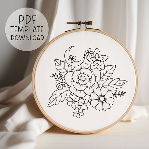 Classic Flowers Embroidery Pattern PDF, Easy Hand Embroidery Download, Traditional Floral Template, Classic Embroidery Downloadable Patterns - Etsy Embroidery Flowers Templates, Free Embroidery Patterns Pdf, Embroidery Pattern Templates, Floral Embroidery Patterns Templates, Embroidery Patterns Free Templates, Flowers Embroidery Pattern, Easy Hand Embroidery, Embroidery Guide, Floral Template