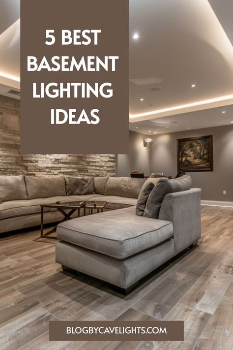 Transform your basement with our 5 favorite basement lighting ideas. Make your space warm and inviting. Read more now! 💖 Industrial Chic Basement, Comfy Basement Ideas Cozy Living, Basement Bar Lighting Ideas, Best Basement Ideas, Dream Basement Ideas, Recessed Lighting Ideas Living Room, Farmhouse Basement Ideas, Open Basement Ideas, Bay Window Inspiration