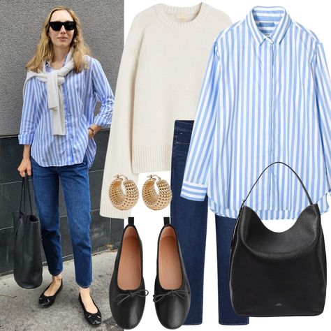 Outfits Camisa, London Outfit Ideas, Knitted Top Outfit, Wfh Outfits, Capsule Wardrobe Ideas, Blue Outfits, Outfit Primavera, London Outfit, Casual Outfit Inspiration