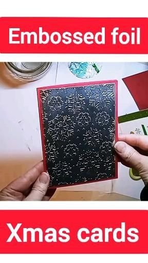 Cards Using Tin Foil, Aluminum Foil Embossed Cards, Card Embossing Ideas, Christmas Wreath Card Ideas, Embossing Christmas Cards, Foil Embossing Ideas, Christmas Cards Using Embossing Folders, Foiled Christmas Cards, Silhouette Cards Ideas