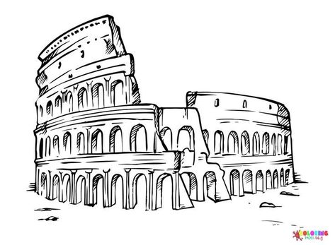 Roman Buildings Drawings, Roman Empire Drawing, Ancient Rome Drawing, Roman Empire Art, Colleseum Rome, Rome Drawing, Ancient Buildings Architecture, History Coloring Pages, Roman Empire Map