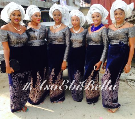 Grey Sequined Blouse with Navy Blue Velvet Wrapper & White Gele Igbo Blouses For Wrapper 2020, Blouse And Wrapper Styles Lace 2020, Wrapper Blouses Nigeria, Nigerian Attire, Igbo Blouse, Neo African, Iro And Buba, Velvet Blouse Design, Sequined Blouse