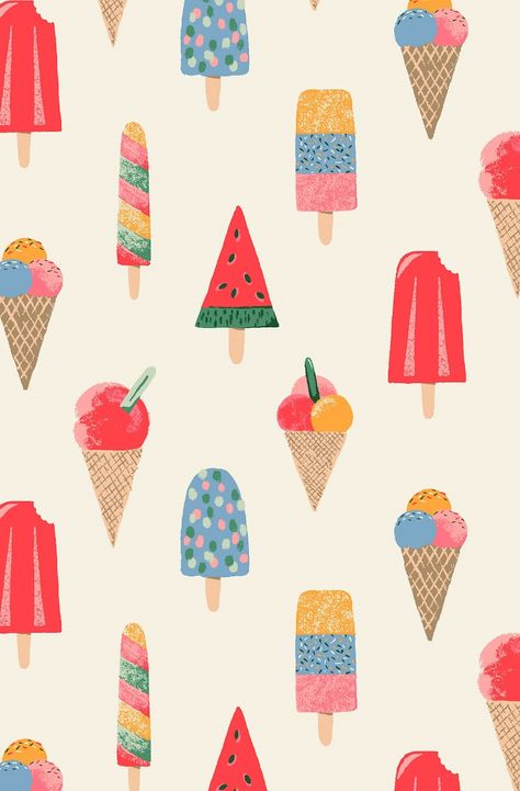 Ice Lollies Print - A Summer print featuring ice cream cones, fruity lollies and bright colours. Pattern on womens fashion, picnic set and summer kids wear. Summer Prints Pattern, Prints And Patterns, 동화 삽화, Watch Wallpaper, Apple Watch Wallpaper, Cute Patterns Wallpaper, Summer Wallpaper, Pretty Patterns, Iphone Background Wallpaper