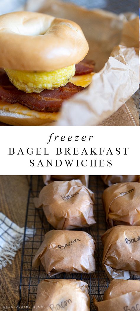 Freezable Breakfast Sandwiches, Freezable Breakfast, Freezer Breakfast Meals, Bagel Sandwiches, Breakfast Sandwiches Frozen, Bagel Breakfast, Bagel Breakfast Sandwich, Breakfast Slider, Breakfast Sandwich Recipes