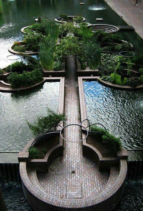 Urban Gardens, Urban Landscape Design, Sunken Garden, Landscape And Urbanism, Landscape Architecture Design, Architecture Design Concept, Landscaping Design, Sustainable Architecture, Futuristic Architecture