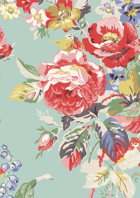 Large Portobello Rose | Vibrant tropical holiday colours complete this full scale fashion floral | Cath Kidston S16 | Large Floral Wallpaper, Floral Print Wallpaper, Floral Print Background, Tropical Holiday, Floral Image, Digital Scrapbook Paper, Vintage Diy, Holiday Colors, Pretty Prints