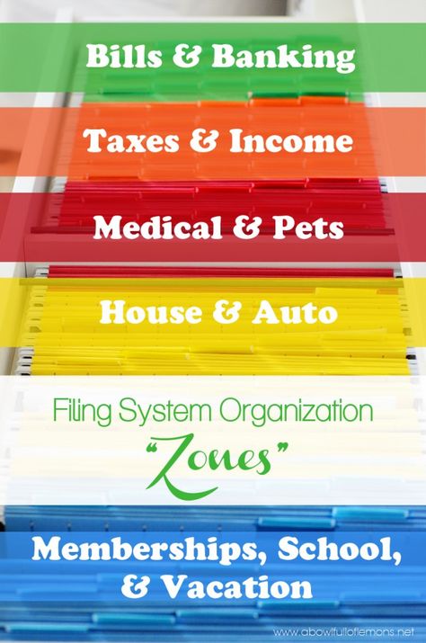 Filing System Organization "Zones" -  A Bowl Full of Lemons Filing System Organization, Home Filing System, A Bowl Full Of Lemons, Bowl Full Of Lemons, Paper Clutter Organization, Organizing Challenges, Organization Station, Organizing Paperwork, Paper Clutter